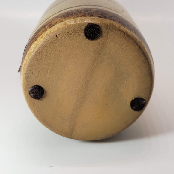 Small Ceramic Vase Brown with Stripes Pottery Craft Handcrafted Stoneware - Picture 7 of 7